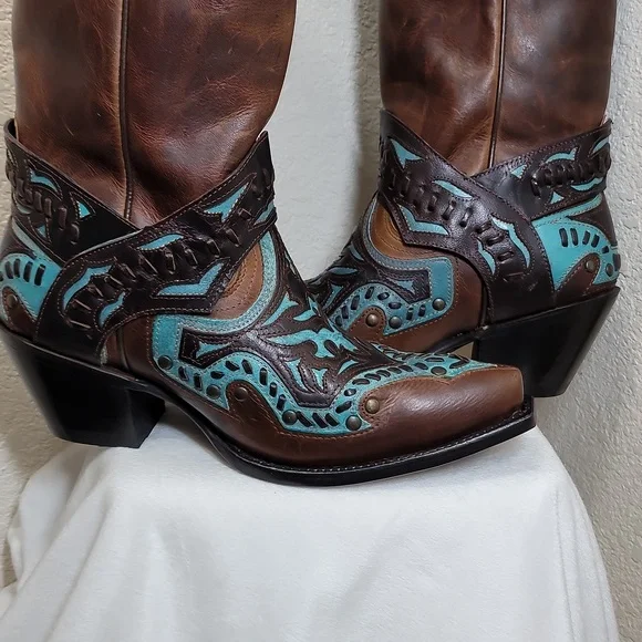 Black Star Women's Chocolate &Teal Boots
